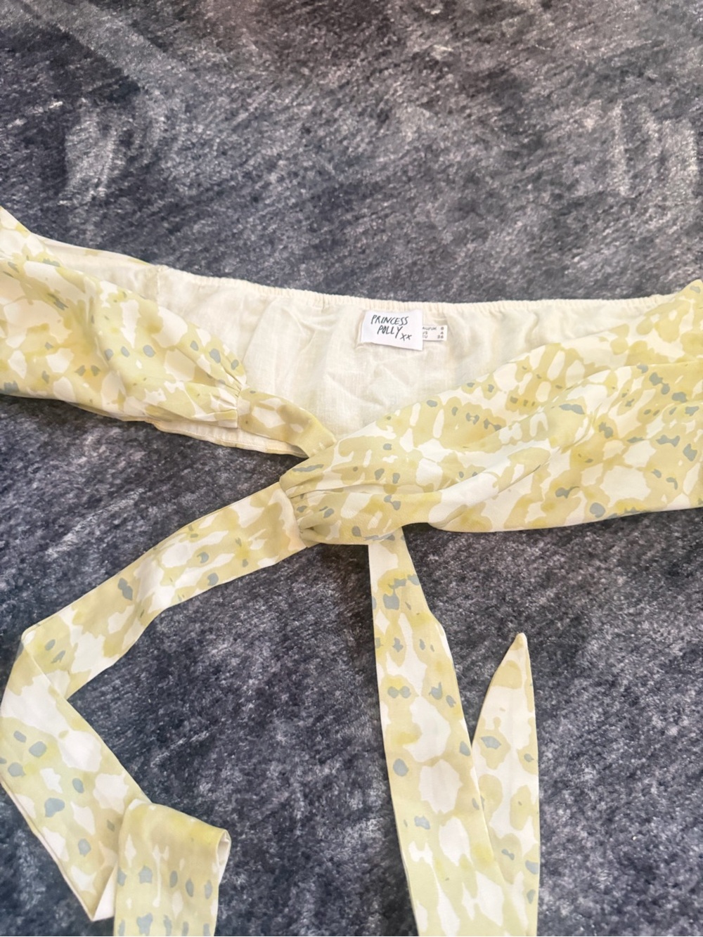 Princess Polly Light Yellow Floral Tie-Front Crop Top